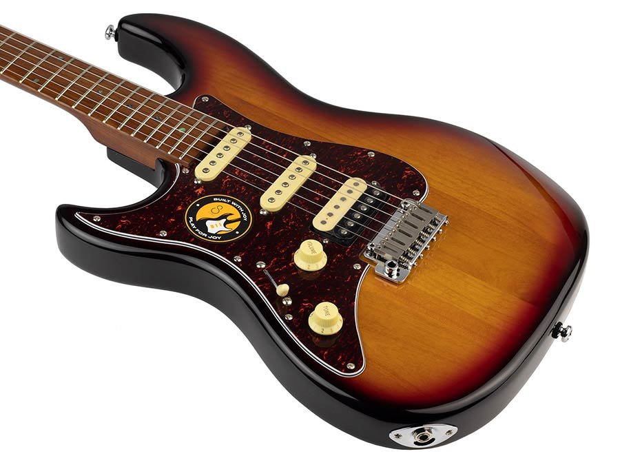 lefty electric guitar S-style 3-tone sunburst - Afbeelding 3