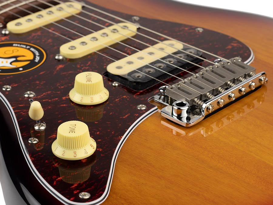 lefty electric guitar S-style 3-tone sunburst - Afbeelding 4