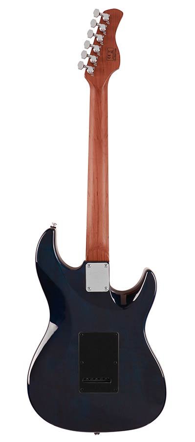 electric guitar S-style lefty with flamed maple top transparent blue - Afbeelding 2
