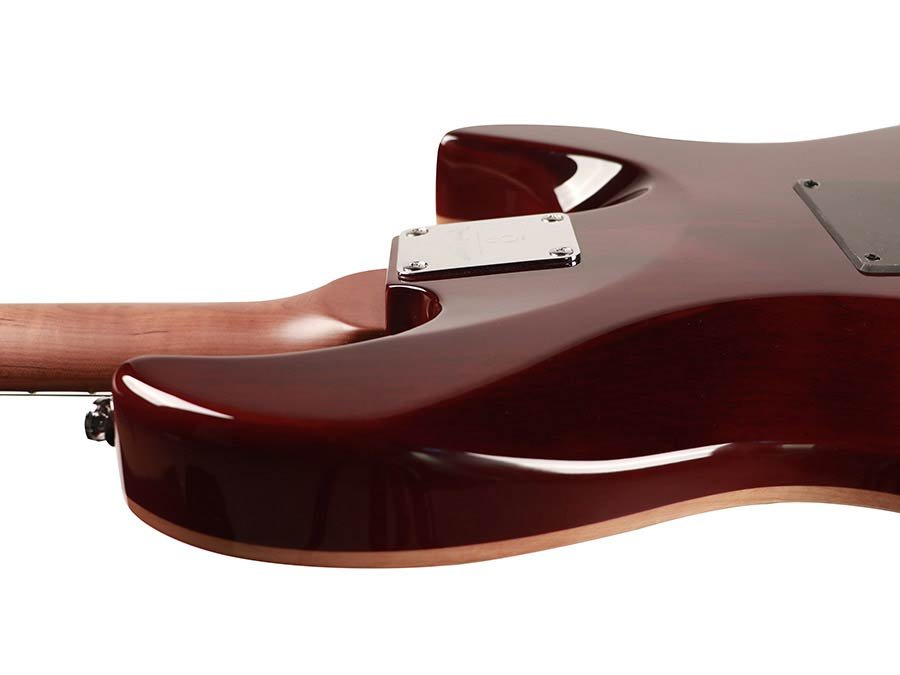 electric guitar S-style lefty with flamed maple top natural - Afbeelding 6