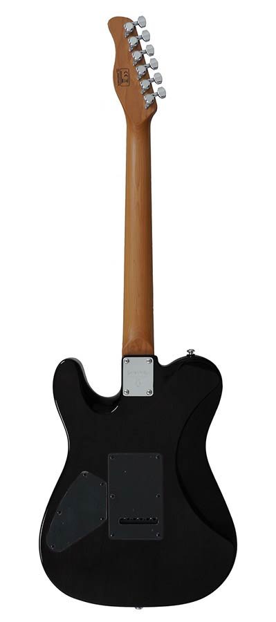 electric guitar T-style with flamed maple top transparent black - Afbeelding 2