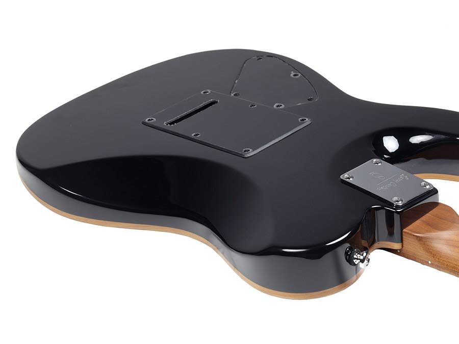 electric guitar T-style with flamed maple top transparent black - Afbeelding 8