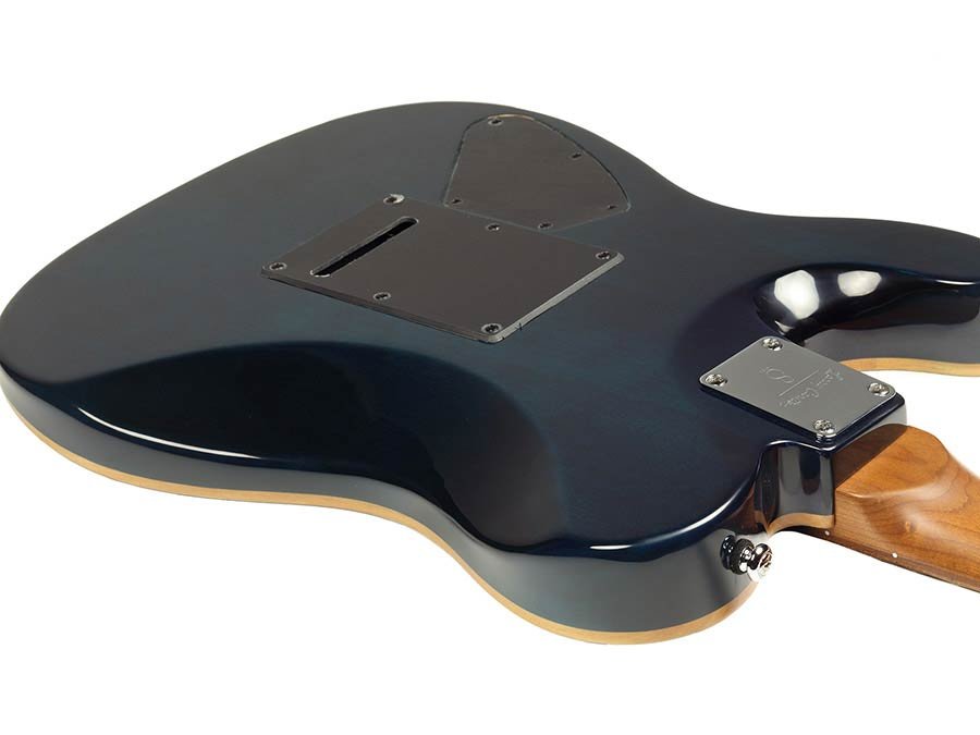 electric guitar T-style with flamed maple top transparent blue - Afbeelding 8