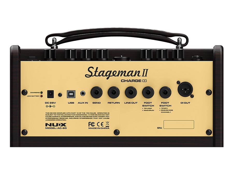 acoustic guitar amplifier, 80 watt, rechargable battery, 6.5" woofer + 1" tweeter, 2 channels, BT - Afbeelding 8