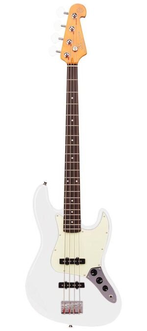 62 vintage J-style electric bass guitar, 2x single coil pickup, with bag, sunburst