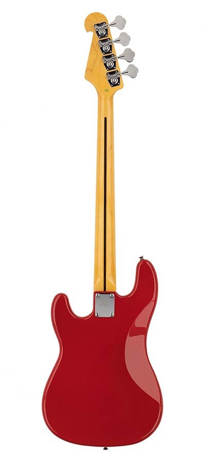 62 vintage P-style electric bass guitar, with split single coil pickup, with bag, fiesta red - Afbeelding 2