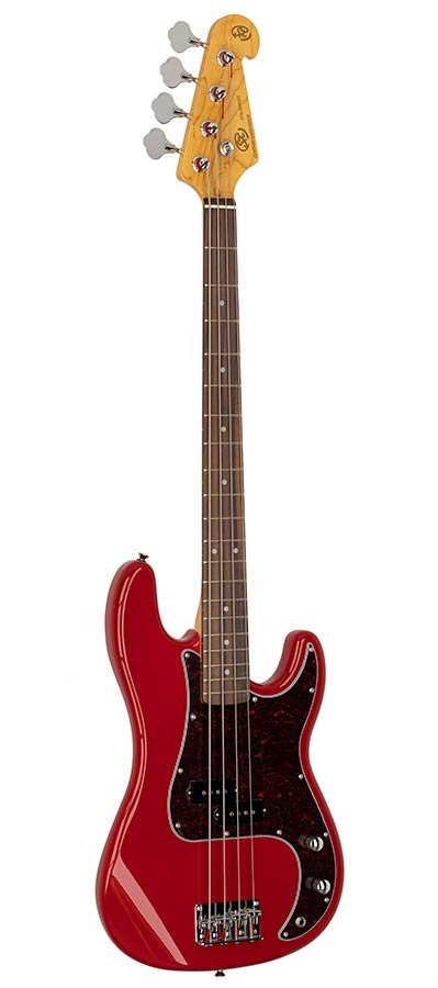 62 vintage P-style electric bass guitar, with split single coil pickup, with bag, fiesta red - Afbeelding 3