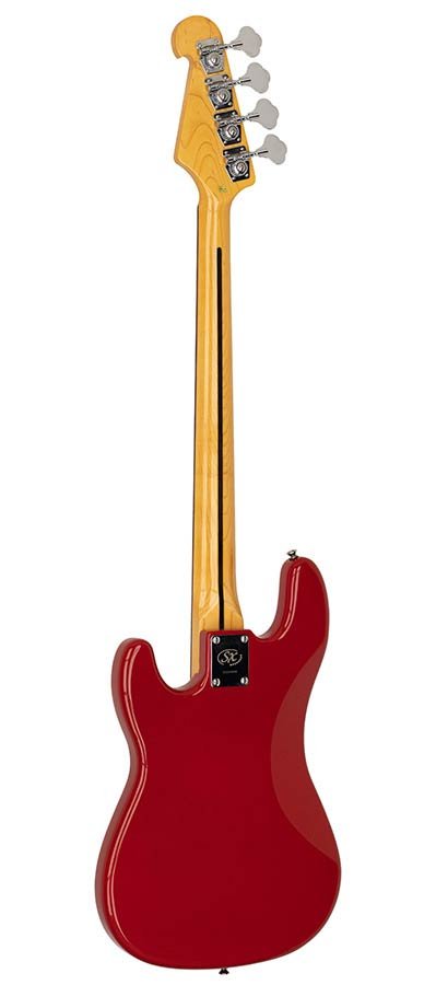 62 vintage P-style electric bass guitar, with split single coil pickup, with bag, fiesta red - Afbeelding 4
