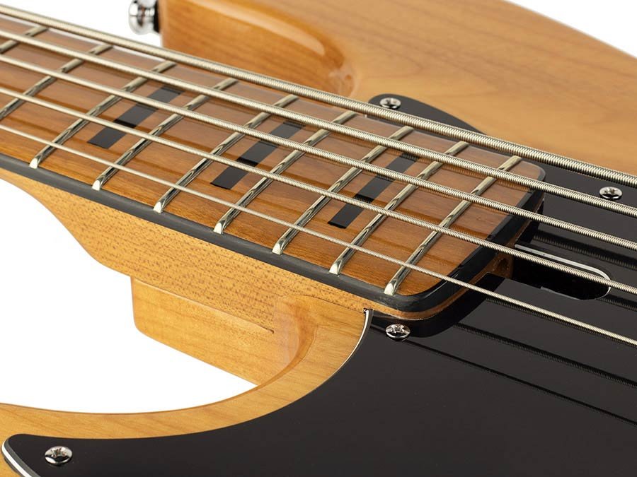 lefty alder 5-string passive bass guitar natural - Afbeelding 5