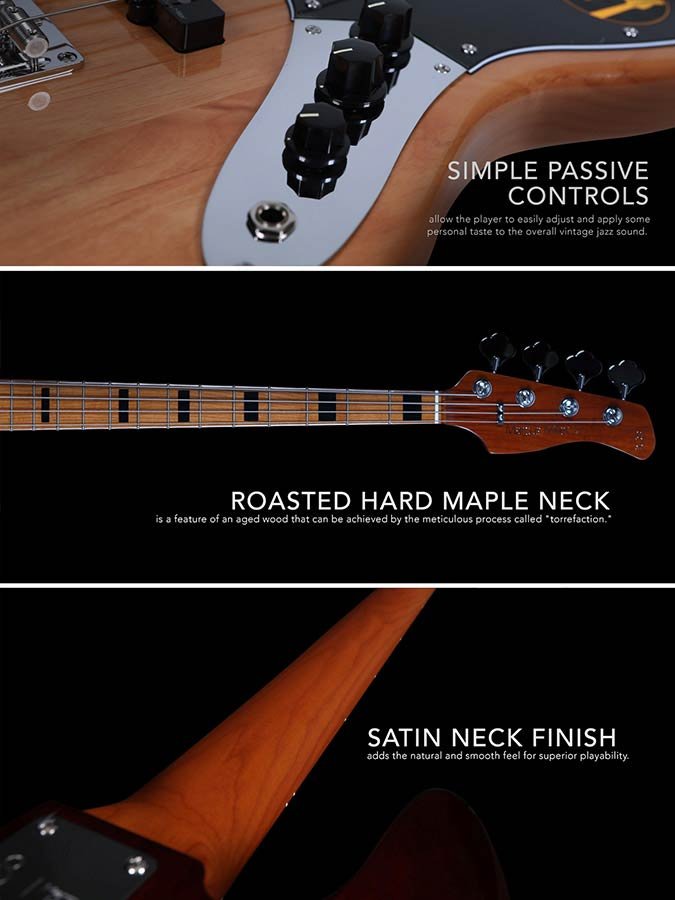 lefty alder 5-string passive bass guitar natural - Afbeelding 10