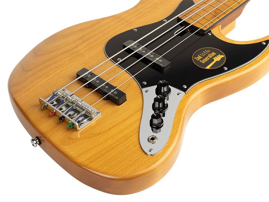 fretless alder 4-string passive bass guitar natural - Afbeelding 4