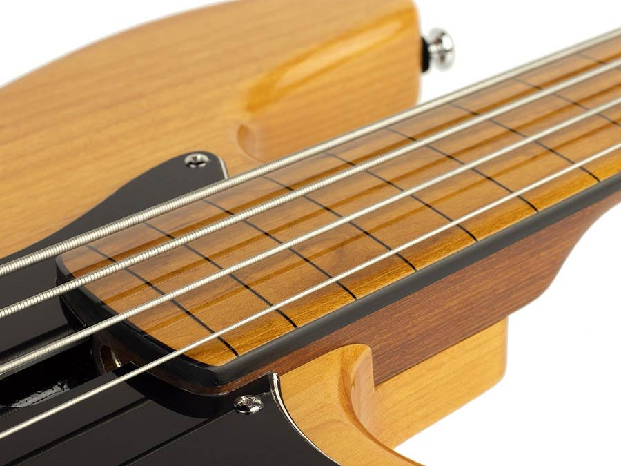 fretless alder 4-string passive bass guitar natural - Afbeelding 5