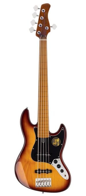 fretless alder 5-string passive bass guitar tobacco sunburst