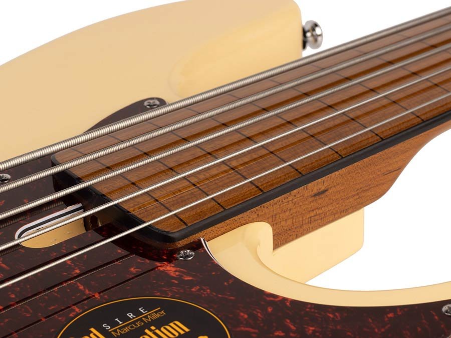 fretless alder 5-string passive bass guitar vintage white - Afbeelding 5