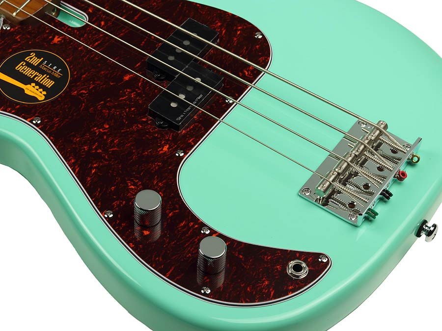 lefty alder 4-string passive bass guitar mild green - Afbeelding 3