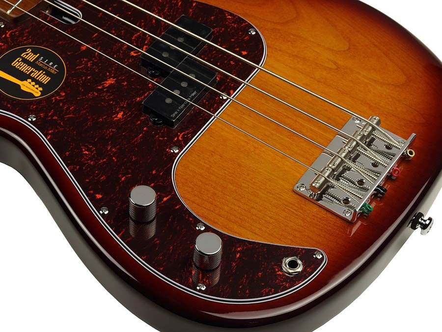 lefty alder 4-string passive bass guitar tobacco sunburst - Afbeelding 3
