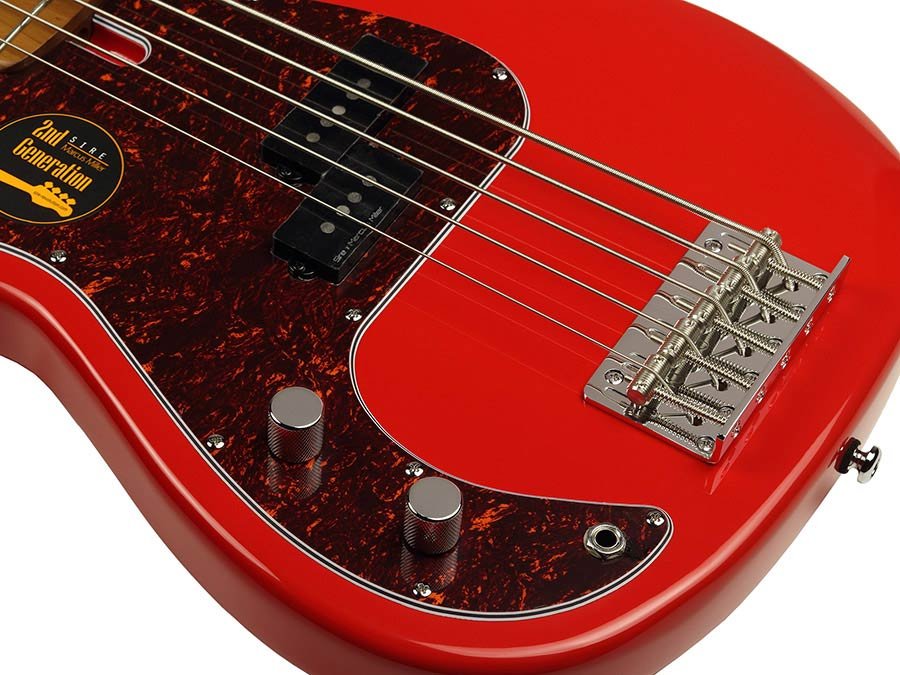 lefty alder 5-string passive bass guitar dakota red - Afbeelding 3