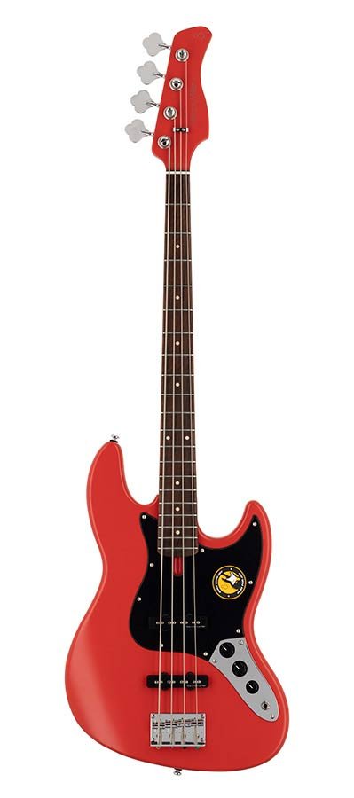 4-string passive bass guitar red satin