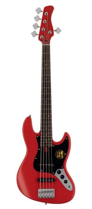 5-string passive bass guitar red satin