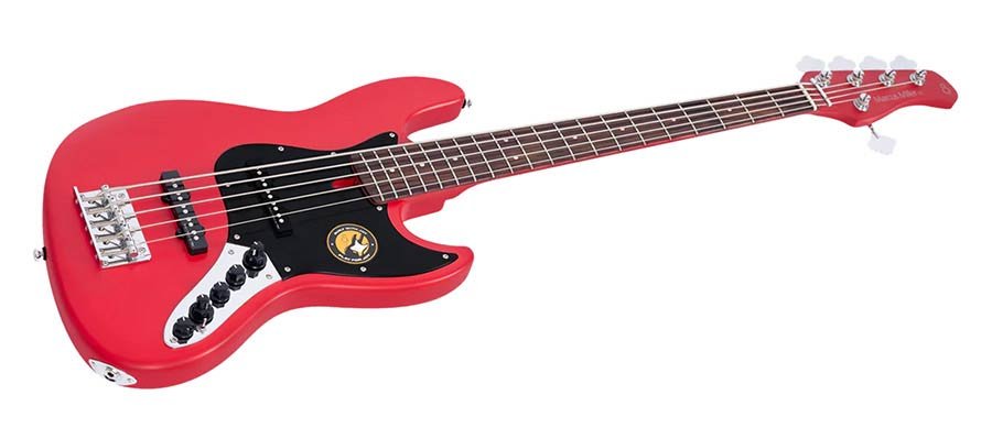 5-string active bass guitar red satin - Afbeelding 3