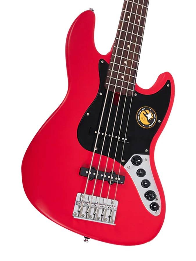5-string active bass guitar red satin - Afbeelding 6
