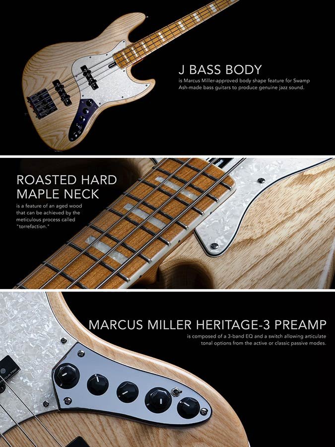 swamp ash 4-string active bass guitar natural - Afbeelding 8