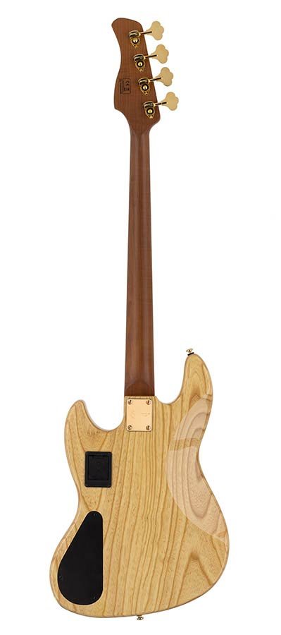 swamp ash + flamed maple 4-string active bass guitar natural, with hardcase - Afbeelding 2