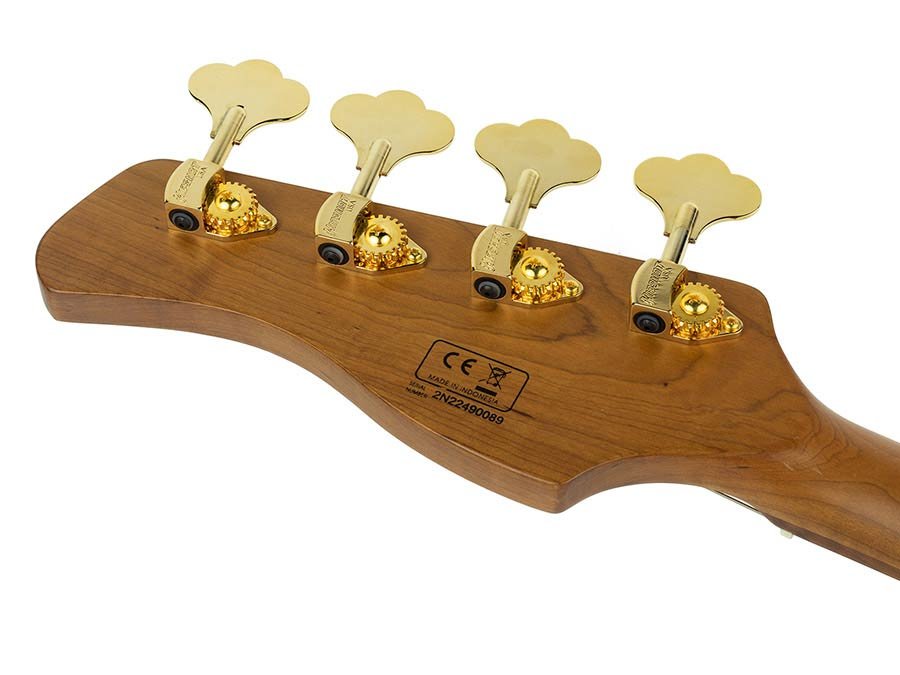 swamp ash + flamed maple 4-string active bass guitar natural, with hardcase - Afbeelding 6
