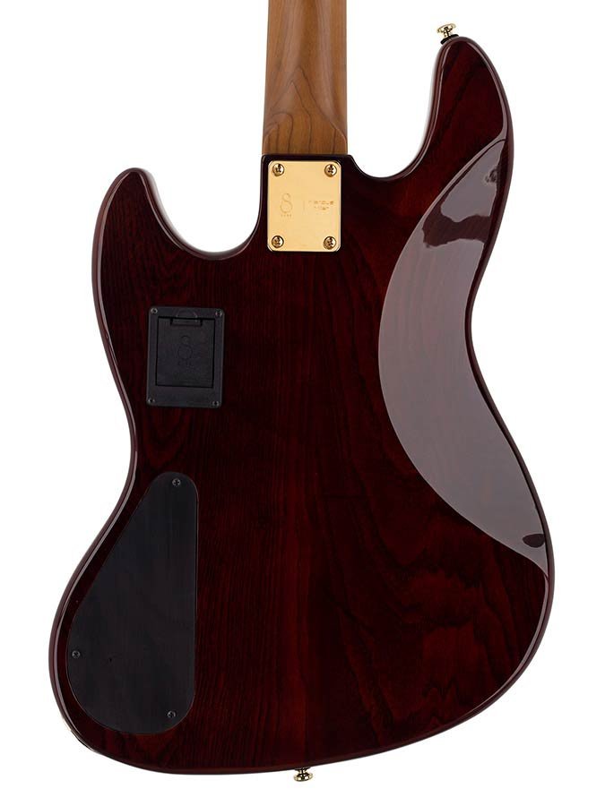 swamp ash + flamed maple 4-string active bass guitar tobacco sunburst, with hardcase - Afbeelding 4