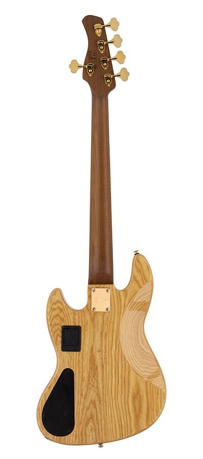 swamp ash + flamed maple 5-string active bass guitar natural, with hardcase - Afbeelding 2