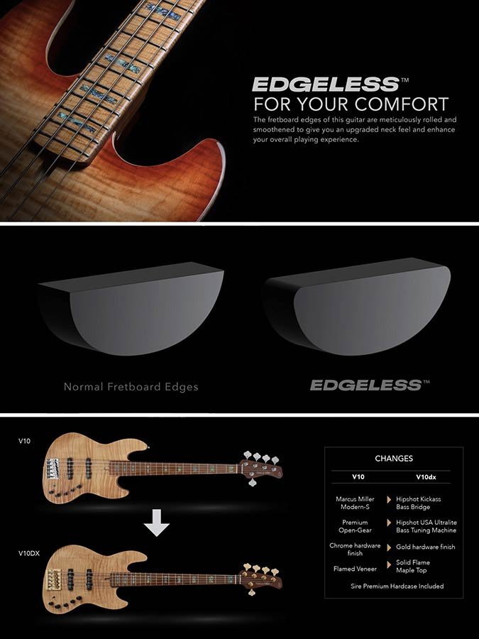 swamp ash + flamed maple 5-string active bass guitar tobacco sunburst, with hardcase - Afbeelding 13
