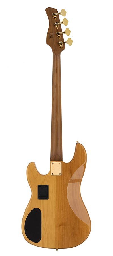 swamp ash + flamed maple 4-string active bass guitar natural, with hard case - Afbeelding 2