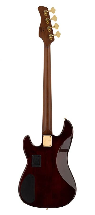 swamp ash + flamed maple 4-string active bass guitar tobacco sunburst, with hard case - Afbeelding 2