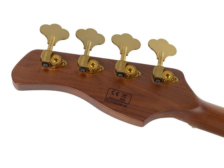 swamp ash + flamed maple 4-string active bass guitar tobacco sunburst, with hard case - Afbeelding 7