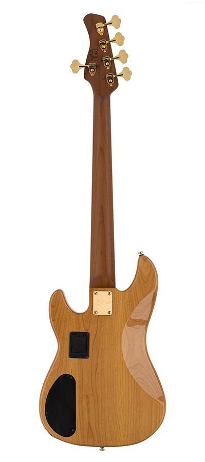 swamp ash + flamed maple 5-string active bass guitar natural, with hard case - Afbeelding 2