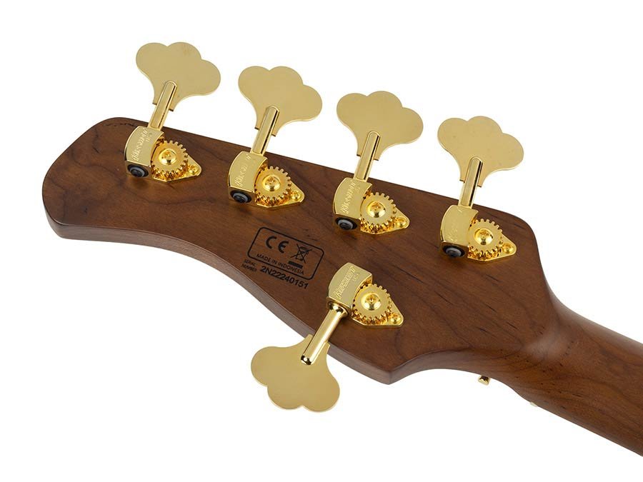 swamp ash + flamed maple 5-string active bass guitar natural, with hard case - Afbeelding 6