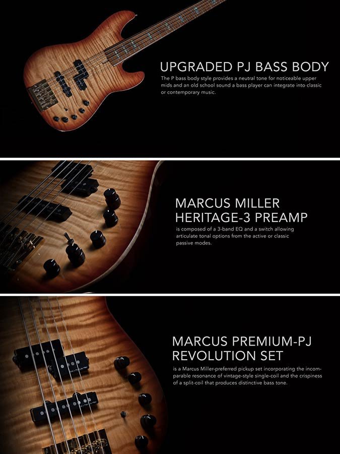 swamp ash + flamed maple 5-string active bass guitar tobacco sunburst, with hard case - Afbeelding 12