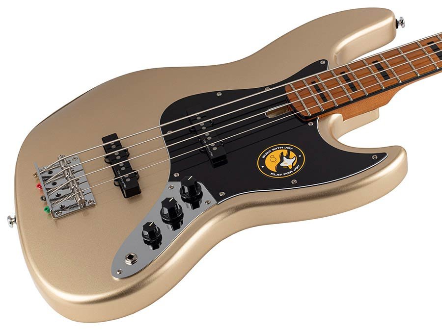 alder 4-string passive bass guitar champagne gold metallic - Afbeelding 3