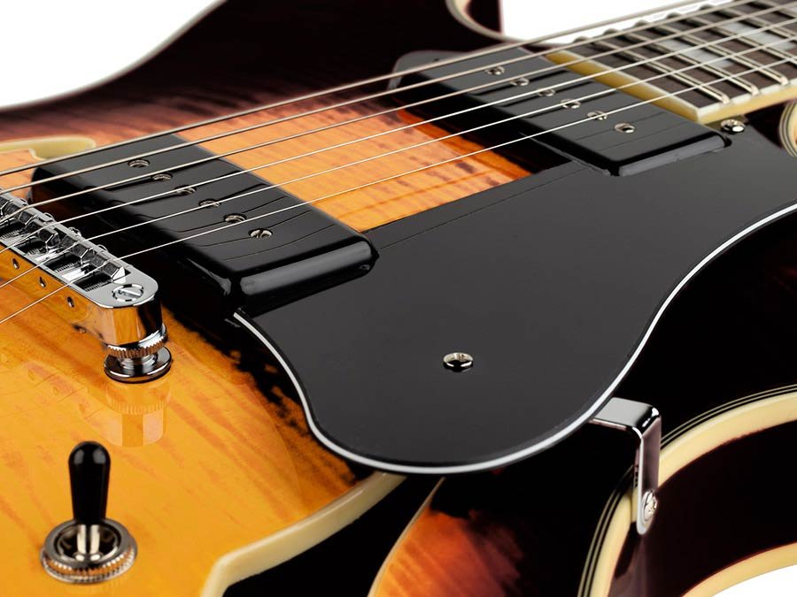 electric guitar archtop with P90s vintage sunburst - Afbeelding 5