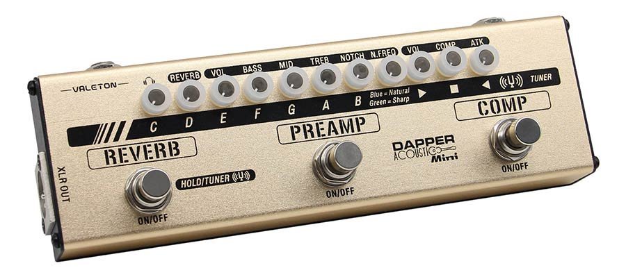 effect strip DAPPER ACOUSTIC MINI with tuner + compressor + preamp + reverb, with cab simulation - Afbeelding 2