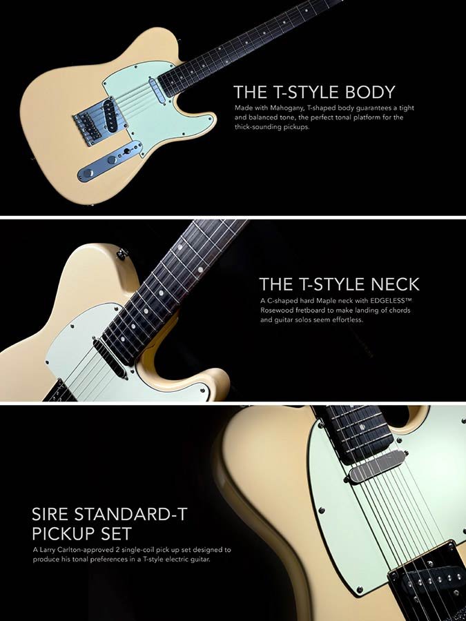 lefty electric guitar T-style vintage white - Afbeelding 5