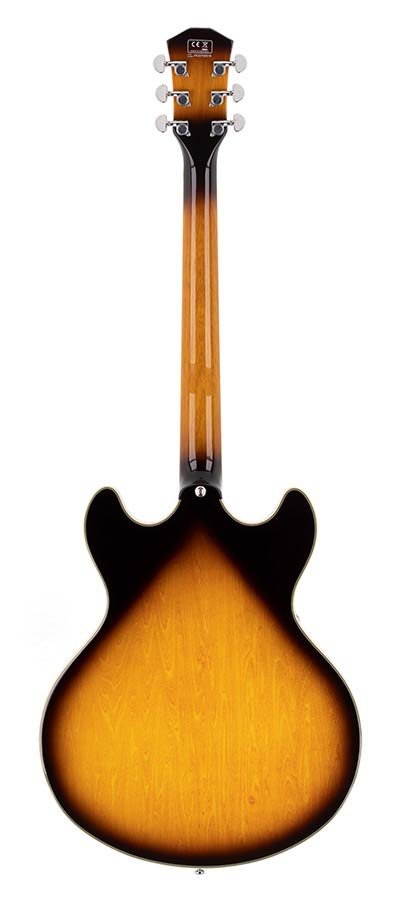 lefty electric guitar archtop with P90s vintage sunburst - Afbeelding 2