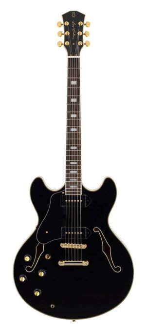 lefty electric guitar archtop with P90s black