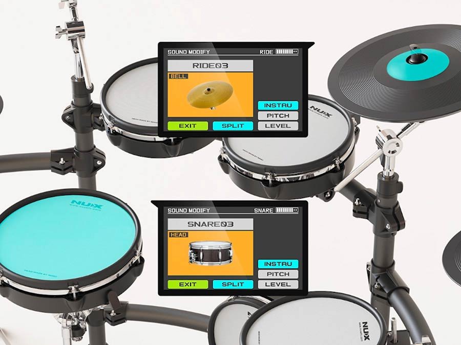 all mesh head (REMO) digital drum kit, 12S-10-10-10-12HH-2x12C-14R, multi-track USB audio recording - Afbeelding 16