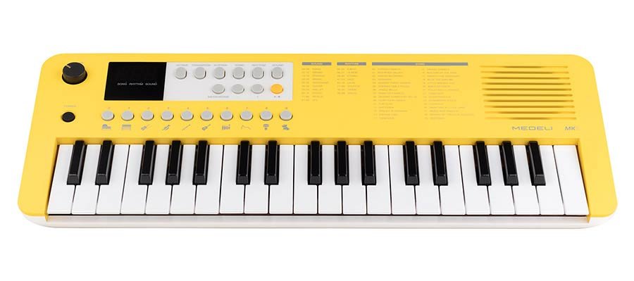keyboard, 37 mini-size keys, with USB-C cable for power supply, 1 x 2 W - yellow - Afbeelding 2
