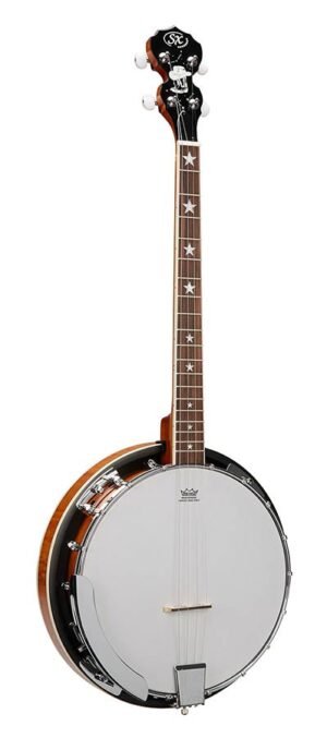 4 string banjo, natural satin, with bag