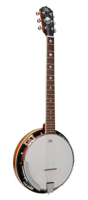 6 string banjo, natural satin, with bag