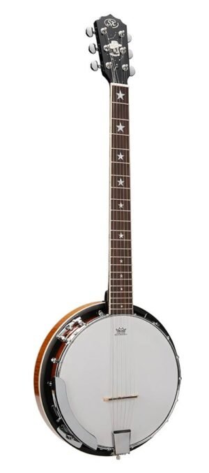 6 string banjo, vintage sunburst glossy, with bag