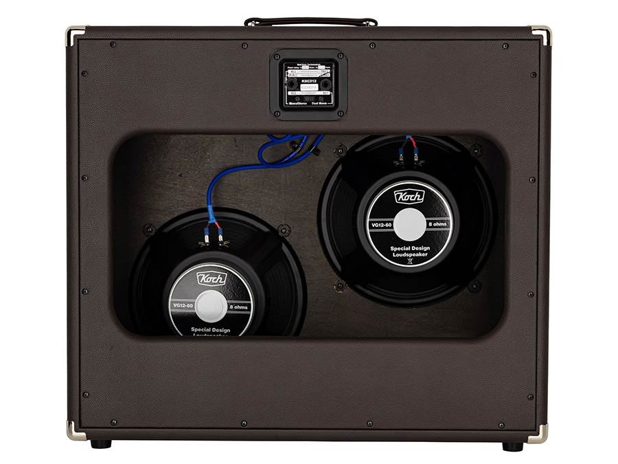 speaker cabinet 2 x 12" 120W, open back, brown + brown cloth - Afbeelding 3