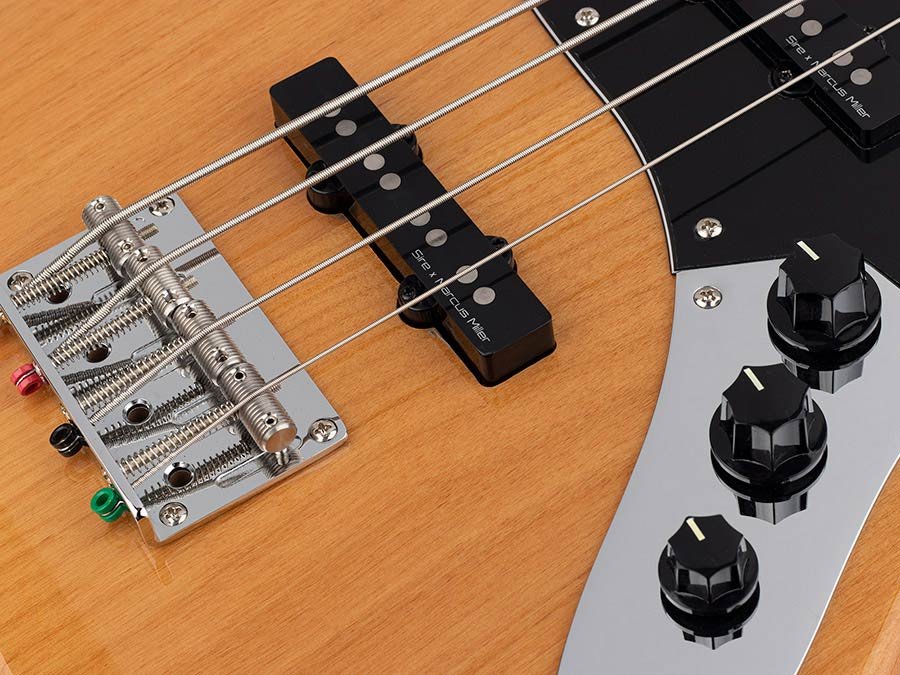 alder 24 fret 4-string passive bass guitar natural - Afbeelding 6
